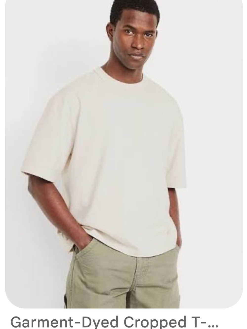 Old Navy Men's Cream Short-Sleeve Garment-Dyed T-Shirt